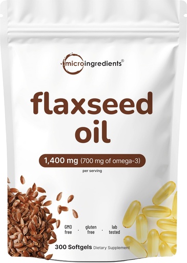 [BRSWKFQZCR6AAAL2] Flaxseed Oil 1,400mg, 300 Liquid Softgels | Flaxseed Oil Supplement with Omega 3, 6, & 9 Fatty Acids + DHA & Alpha Linolenic Acid (ALA) | Fish Free Omega Source | Non-GMO