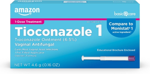 [BRSWGHALA4HGGD3O]   Basic Care Tioconazole Ointment 6.5 Percent, 1-Dose Treatment, Vaginal Yeast Infection Treatment For Women, Feminine Care, 0.16 ounce (Pack of 1)