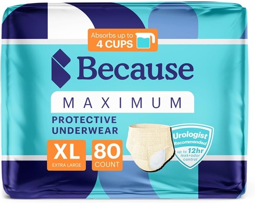 [BRSW2GIHDJ6QO3LG] Porque Premium Maximum Plus Adult Incontinence and Postpartum Bladder Leak Underwear for Women, Maximum Absorbency, Disposable, Beige, XLarge, 80 Count (4 Packs of 20)
