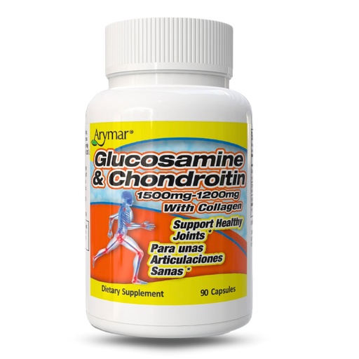 [BRSWKZQ6B4CQ4EY7] Arymar Glucosamine 1500 mg and Chondroitin 1200 mg with Collagen – Joint Health Supplement – 90 Capsules