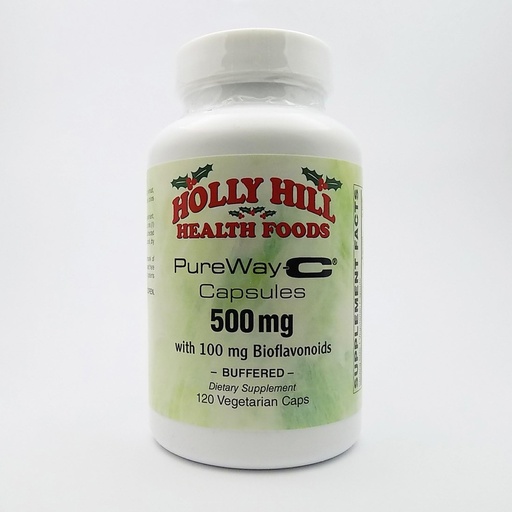 [BRSWGZAYAUDQK3AZ] Holly Hill Health Foods, PureWay- C 500 MG se 100 MG Bioflavonoidy, Buffered, 120 Vegetariánské kapsle