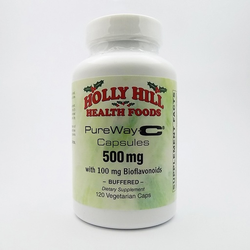 [BRSWGZAYAUDQK3AZ] Holly Hill Health Foods, PureWay-C 500 MG with 100 MG Bioflavonoids, Buffered, 120 Vegetarian Capsules
