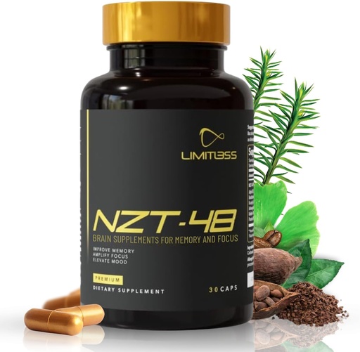 [BRSROEA6PJYR4G3D] NZT-48 Brain Booster | Nootropic Brain Supplements for Memory and Focus | Premium Natural Energy Supplement with Caffeine, Phosphatidylserine, Vitamins B6 & B12, Ashwagandha | 60 Servings