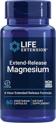 [BRSWKHYPAVYAEEQ2] Life Extension Extend-Release Magnesium, verlängerte Herz- und Knochengesundheitsunterstützung, Herz- und Blutdruck-Gesundheitsunterstützung, bioverfügbare Formel, Glutenfrei, Non-GMO, Vegetarisch, 60 Kapseln