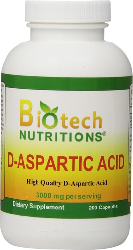 [BRSWIEIDBUHQC23U] D-Aspartic Acid dieta osagarria, 3000 mg, 200 Count
