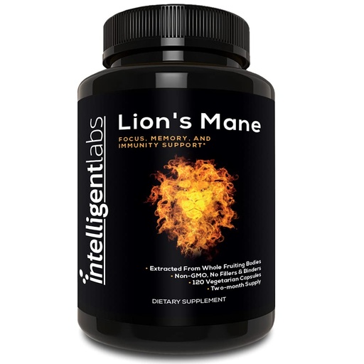 [BRSW2YD3CUNGOFL7] Intelligent Labs Lion’s Mane Mushroom Capsules, Extracted from the Fruiting Bodies of Hericium Erinaceus, Minimum 25% Beta Glucans, No Grain Fillers, 2-Month Supply