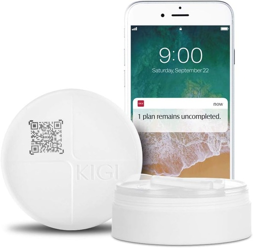 [BRSWGALYAUHAAFAV] Round Pill Organizer For Purse, Kigi Portable Pill Box Moisture-Proof Medicine Organizer Travel Pill Container for Purse Daily Pill Storage Dispenser Small Pill Case with Reminder(White 3.1 * 1.3Inch)