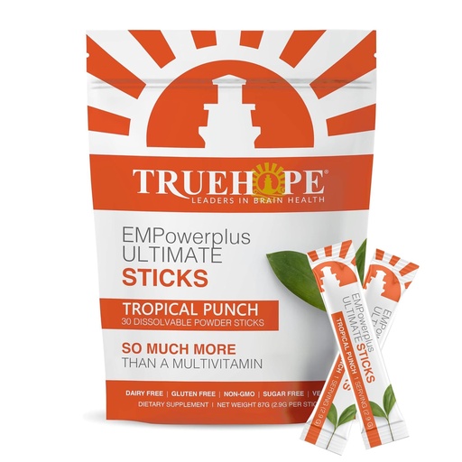 [BRSRAFIQCFYQMALZ] Truehope Multivitamin Nootropic Pouches with Inositol - Once-Per-Day EMPowerplus Ultimate Sticks - 30 Count (Tropical)