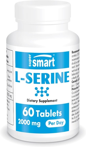 [BRSWYFIYPICB6DTJ] Supersmart - L-Serine Supplement 2000mg per Day (Easy-to-Take) - Amino Acids Supplement | Non-GMO & Gluten Free - 60 Tablets