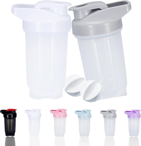 [BRSROFIDOUCQAE3L] Shaker Bottle Protein Shakes Cup and 10-Ounce/300ML Shaker-Bottle with Whisk Balls, Protein Shaker- Bottles Set, Non-BPA plastic(Grey+White(2PCS))