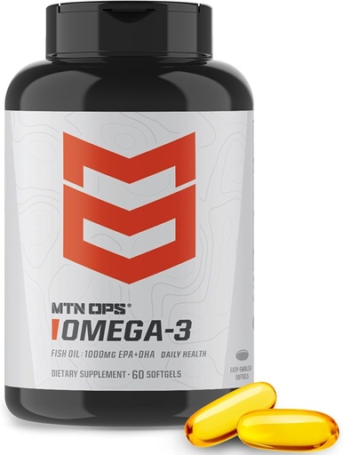 [BRSRO2YHBEHGEFA6] MTN OPS Omega 3 Fish Oil Supplement, 1000mg Fatty Acid Softgels for Healthy Heart, Joint & Bone Health, 30 Servings