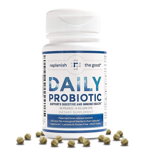 [BRSWKYI5CFYQYEI7] Replenish the Good Daily Probiotic - 6 Billion CFU - Supports Digestive Health -15x More Effective Than Regular Capsules - Relieves Gas, Bloated Stomach & Acid Reflux (60 Count)