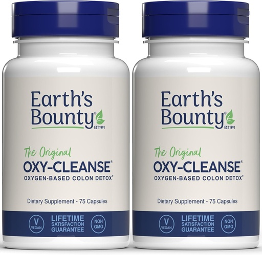 [BRSWIYYMOMPAI3TK] Earth's Bounty Oxy-Cleanse Colon Conditioner - Gentle Colon Cleanse for Digestive Wellness - Constipation Relief - Natural Colon Detox - 75 Capsules - 2-Pack