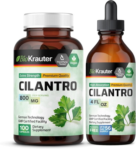 [BRSRAGI5BMIGAE3G] BIO KRAUTER Cilantro 100 Capsules & Cilantro Tincture 4 Fl. Oz.