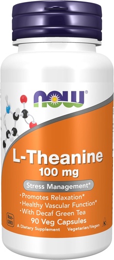 [BRSWIY32BQIRCCTA] NU voedingssupplementen, L-Theanine 100 mg met cafeïnevrije groene thee, stressmanagement*, 90 Veg capsules