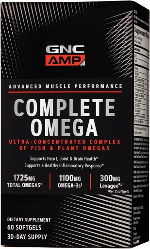 [BRSWGHQLDNYGK232] GNC AMP Complete Omega, Supports Heart, Joint, Brain Health, 60 Count
