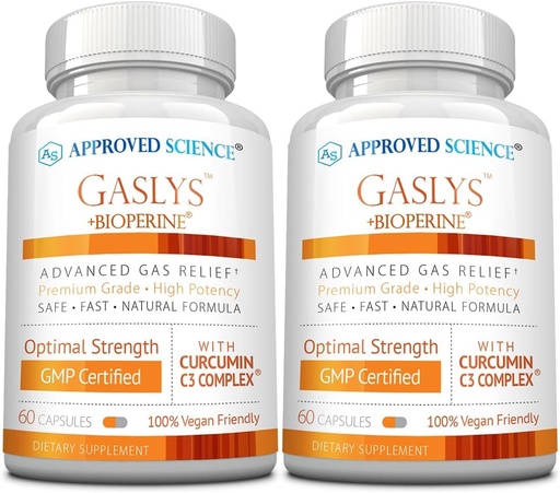 [BRSROZYQBUARGG3J] Approved Science® Gaslys™ - Soothe Digestive Tract, Alleviates Gas and Stomach Cramps - Artichoke Powder, Ginger, Fennel Seed - 60 Count - Pack of 2