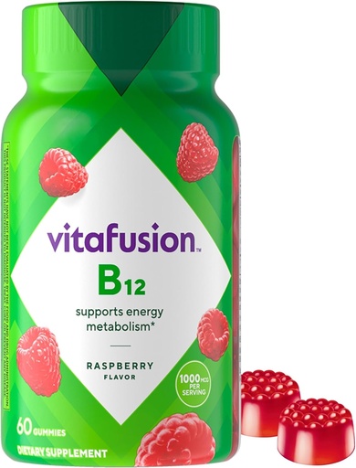 [BRSWEBL4OB5RQC32] Vitafusion B12 Gummy vitamiinid, maitsev vaarikamaitse, 60ct (30 päeva pakkumine)
