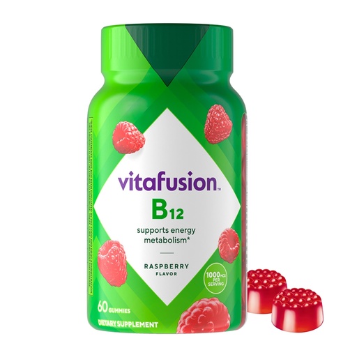 [BRSWEBL4OB5RQC32] Vitafusion Vitamin B12 Gummies | 1000 mcg | 60 Gummy Vitamins for Adult Women & Men | Raspberry Flavor | Gluten Free Supplement