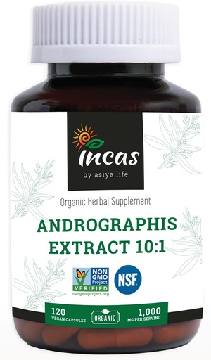 [BRSROAATAEARY23H] Incas Andrographis Capsules Max Andrographides - 1,000mg Serving Size (120 Capsules) - Clinically Studied for Immune System Health & Non GMO Verified by NSF