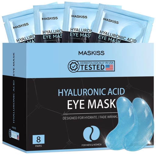 [BRSRAGQCCAORMHTZ] Under Eye Patches (8 Pairs), Hyaluronic Acid Eye Masks for Dark Circles Puffy Eyes Undereye Bags, Collagen Eye Patches for Wrinkles and Hydrate, Skin Care Gift for Her