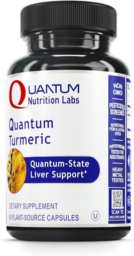[BRSWI237CIIAY3IV] Quantum Nutrition Labs Turmeric - Turmeric Capsules, Turmeric Curcumin Supplement, Liver Support, 500 mg of Curcuma Per Capsule - 60 Vegetarian Capsules