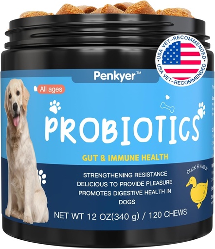[BRSRAFQRB4FRE23B] Köpekler için Probiyotikler, Dog Probiyotik Chews for Gut Immunity Health Yeast Itchy Skin Ears Puppy Probiyotikos Digestive Enzymes with Prebiyotiks Chewable Diarrhea Gas Allergies
