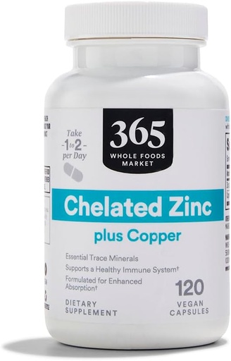 [BRSWG2T5OYNR4D3A] 365 af Whole Foods Market, Chelated Zink plus kobber, 120 Greve
