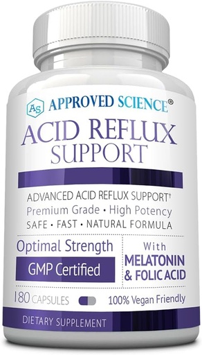 [BRSROZYDBEHGM2Q6] Hyväksytty Science® Acid Reflux Support - Melatonin, Marshmallow Root, L-Tauriini -180 kapselia - Vegan