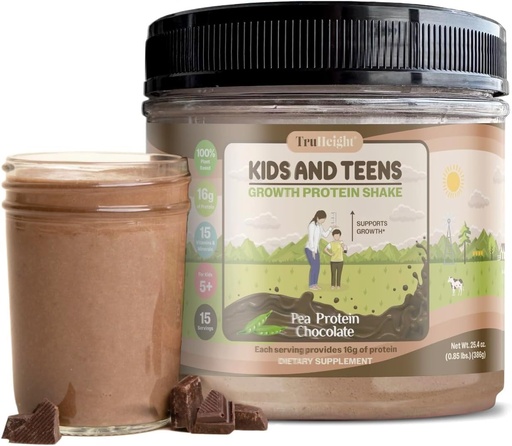 [BRSRAEICCF4GC2D4] TruHeight Growth Protein Shake (Chocolate Milk Flavor, Plant) Natural Growth & Development Protein Powder for Kids & Teens - Weight Gain Drinks, Endorsed by Pediatricians, Picky Eater Vitamin, Ages 5+