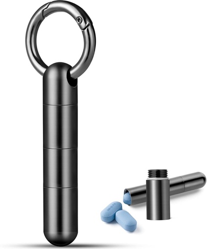 [BRSRMCYDAV5QK2A7] TISUR Keychain Pill Holder, Titanium Pill Case Small Pill Organizer Waterproof Pill Box, EDC Portable Pill Container Metal Tube for Travel Purse Outdoor