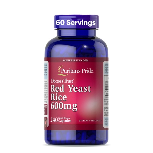 [BRSWIZQ3OV4AOHI3] Puritan's Pride Doctors Trust® Red Yeast Rice 600mg, Dietary Supplement, 240 Rapid Release Capsules