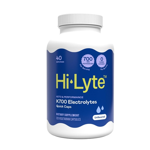 [BRSWGAAKCUIWM3TK] Hi-Lyte K700 Electrolytes Quick Caps – High Potassium Keto Supplement for Rapid Hydration & Muscle Recovery – Beat Keto Flu & Leg Cramps – Zero Sugar, Zero Carbs – 40 Servings