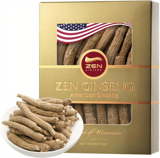 [BRSWGHQLDEJRYCT7] Zen Ginseng American Wisconsin Ginseng Small Long Root, 4 Oz, 1-Pack | Boosts Immunity and Energy for Men and Women. Premium Quality Panax Quinquefolius, Non-GMO, Vegan and Sugar-Free