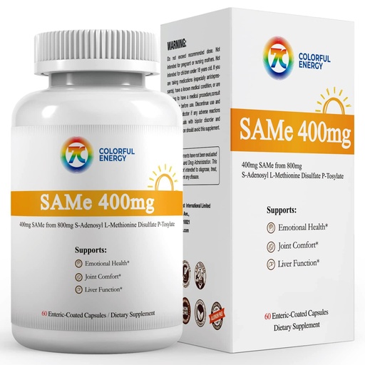 [BRSRMAQEBZ7BEC3G] 7c Sam e 400mg Supplement (S-Adenosylmethionine), Vitamin B6, B12 Added to Enhance Sam-e Effectiveness, Mood and Joint Comfort, Vegan, Non-GMO, Gluten-Free, 60 Enteric Coated Capsules