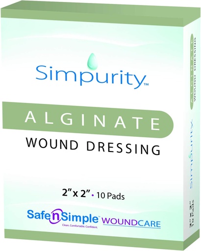 [BRSWKYYYCN7AG3T4] Calcium Alginate Wound Dressing 2" x 2" -Simpurity- Individual Thick Pads Antimicrobial Alginate Dressing Fiber Padding Medical Wound Care Products for Bed Sore-Pressure Sore-Leg Ulcer-Diabetic Foot