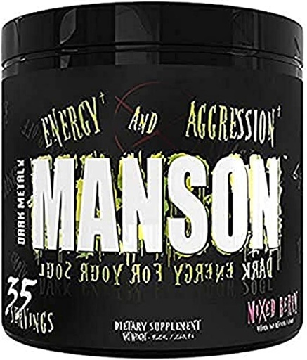 [BRSWKHY3OEPGADYV] DARK METAL Inc Manson High Sim Pre Workout Powder, Energy Focus La força, carregat amb Beta L Carnitine Caffeine Infinergys, 35 Srvgs, Berry barrejada