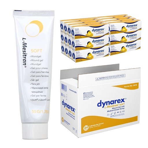 [BRSWGHADB4PRMDTH] Dynarex Honey L-mesitran Soft Wound Healing Gel with Medical Grade Honey, 1.75 Ounces, 24 Count