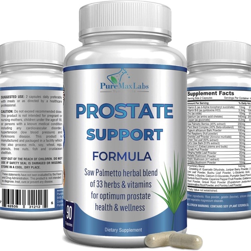 [BRSWYAATOVYQO2Y4] Fórmula de apoyo a la próstata para hombres - Saw Palmetto, Plant Sterol, 33 Herbs, Píldoras de control de vejiga para reducir la orina frecuente " Bloqueador DHT para prevenir la pérdida del cabello ¦