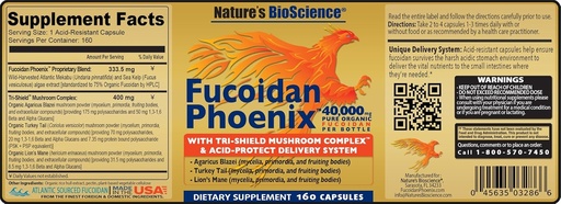 [BRSWGEI6AQNAO3YY] Nature's Bioscience ® FUCOIDAN Phoenix Advanced: 40,000 mg of Pure Organic Fucoidan + 64,000 mg of Pure Mushroom