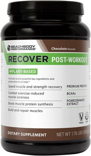 [BRSRAFIBBFYAM3TK] BOdi gjenopprette plantebasert protein pulver blanding - post-workout sjokolade plantebasert supplement for muskelgjenvinning med 20g protein, BCAA, Pomegranate ekstrakt - rask gjenoppretting - 20 servering tub