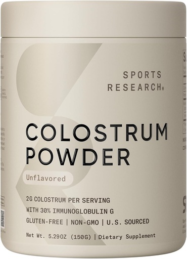 [BRSRAFT4CB7B6HYU] Sports Research® Equipment Colostrum world  гофрира лесно за разбъркване, Single Computent Superfood  готварска поддръжка & Gut Health w/IgG Antibodies - U.S. Sourced · Non-GMO · Gluten Free - 75 Servings (unflavored)