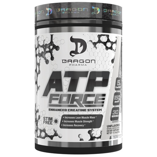 [BRSRMA35AR5GAFL7] DRAGON PHARMA ATP Force Enhanced Creatine System, Stim-Free, Increase Lean Muscle Mass & Recovery, 5 Grams of CreaPure, Improves Blood Flow (30 Servings, Unflavored)