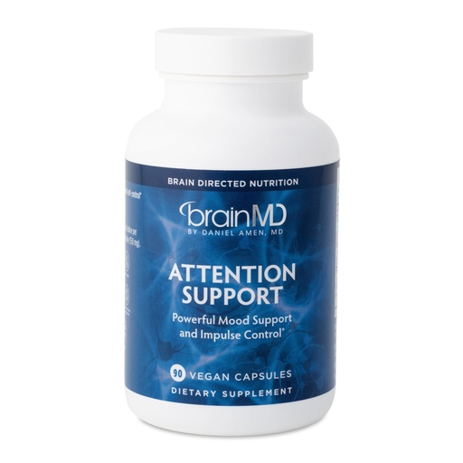 [BRSWIEIPC4BQMYDI] BRAINMD Dr Amen Attention Support - 90 Capsules - Promotes Mental Focus & Impulse Control - Gluten Free - 30 Servings