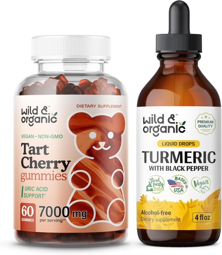 [BRSRAGD3CAFBGFIZ] Wild & Organic Tart Cherry Gummies & Turmeric Tincture 4 fl oz