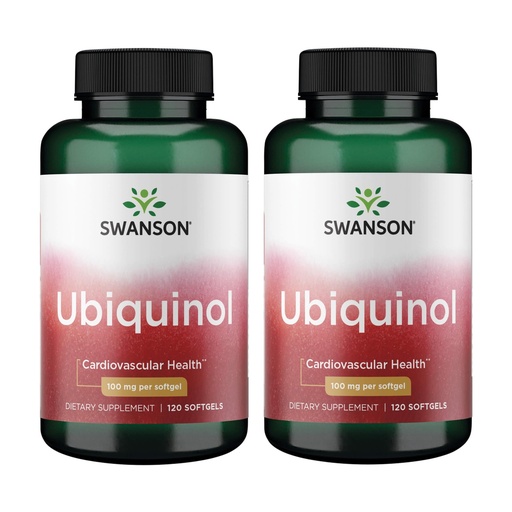 [BRSWGFD3CN6RQH3P] Swanson Ubiquinol - 100 mg - for Heart Health, Brain Energy & Antioxidant Support - Aids ATP Production* - Non-GMO - 120 Softgels (2 Pack)