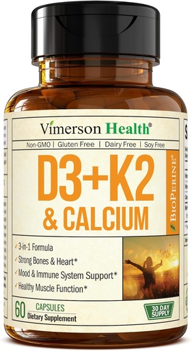 [BRSRMGQDAAMRGHYV] Vitamín D3 K2 5000 IU Doplnkové vitamín D + vitamín K2 (ako MK7) + vápnik 3-in-1 Podpora imunitného, kostného a srdcového zdravia 