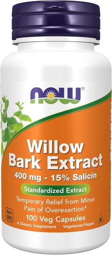 [BRSWIY3QB4PAAFI7] NOW Foods Supplements, White Willow Bark 400 mg with 15% Salicin, Standardized Extract, 100 Veg Capsules