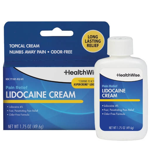 [BRSW2CAHCIJRMCLF] HealthWise Maximum Strength Lidocaine Cream | Numbs Away Pain | Long-Lasting Relief | Non-Greasy | 1.75 Oz