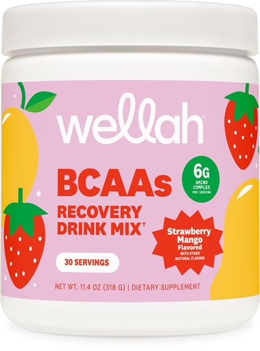 [BRSRAAQ3AUNBMGTL] Wellah BCAAs (Strawberry Mango Flavored) 30 Servings - BCAA Powder with Hydration Complex